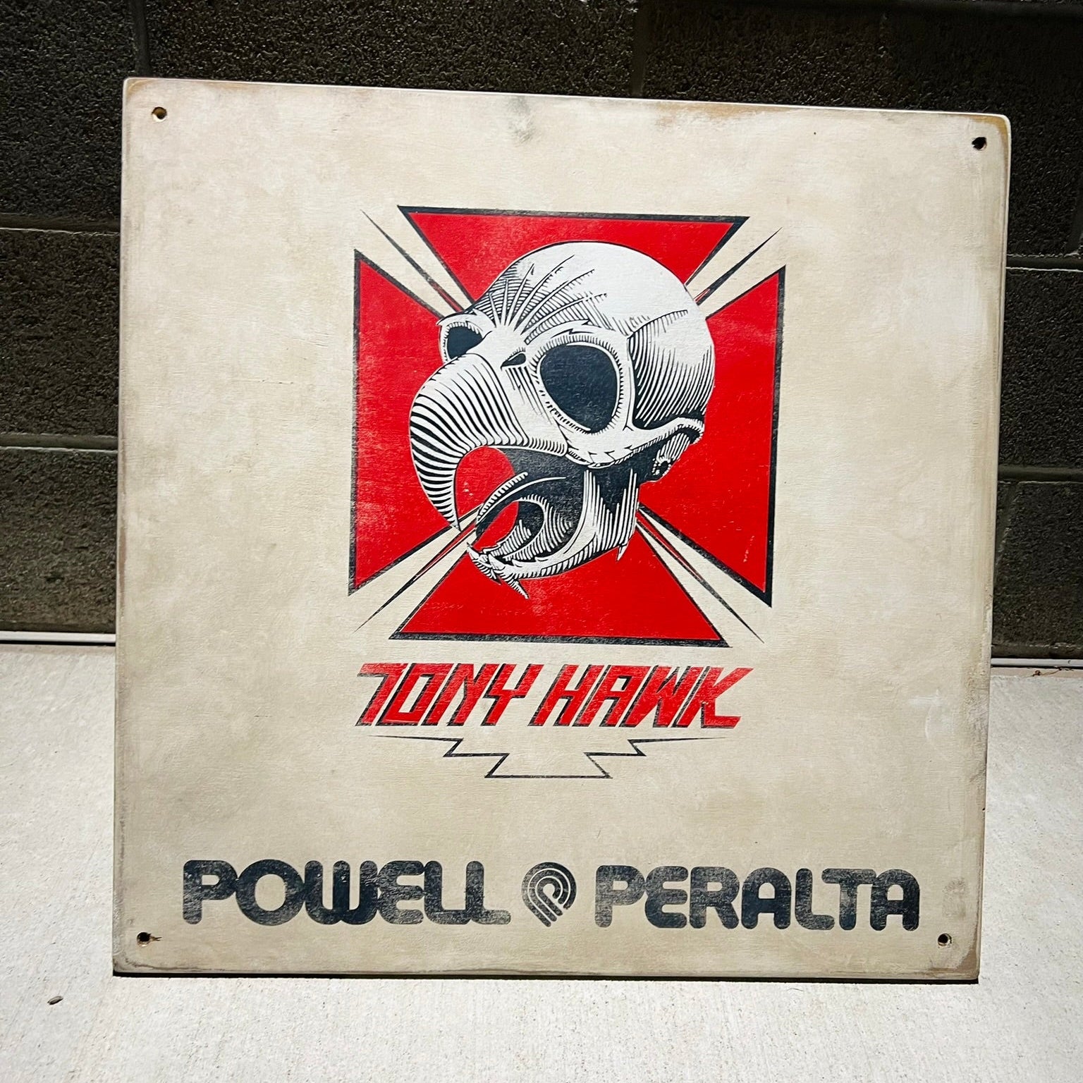 POWELL PERALTA - TONY HAWK - 1983 - Vintage Antique Style Painted Wood Sign (24"x24")