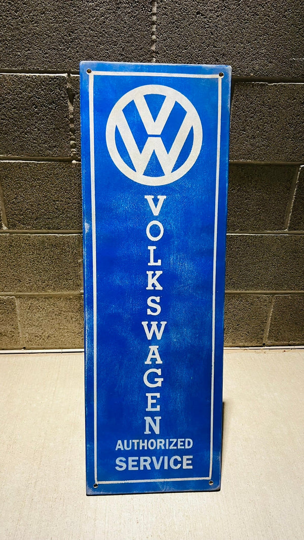 VOLKSWAGEN AUTH SERVICE - 1960s - Vintage Antique Style Painted Wood Sign (12"x36")