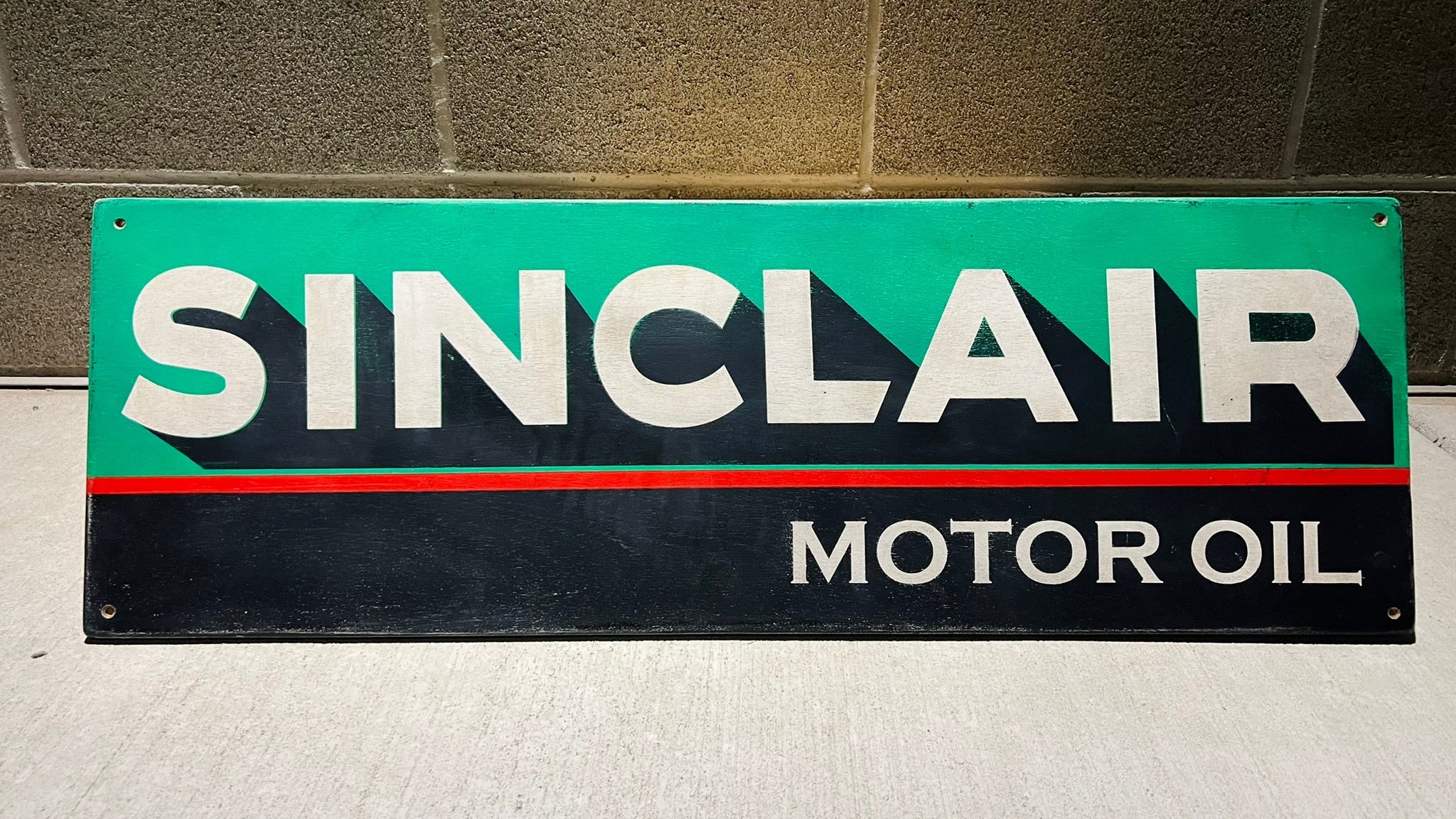 SINCLAIR OIL - 1920s - Vintage Antique Style Painted Wood Sign (12"x36")