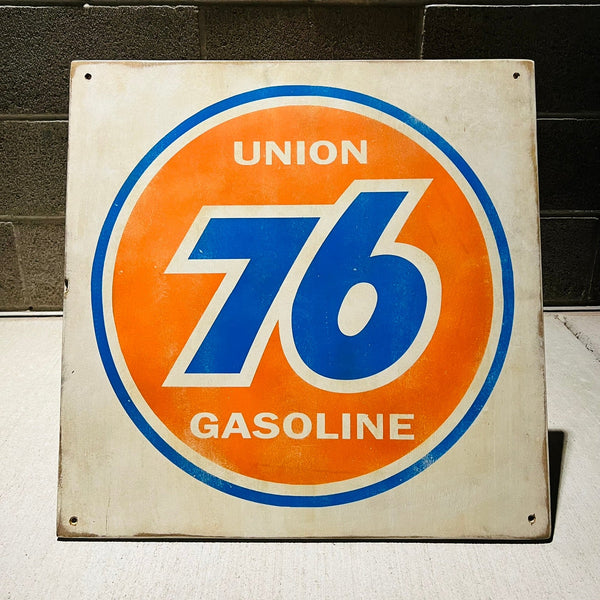 UNION 76 GASOLINE - 1960s - Vintage Antique Style Painted Wood Sign (24"x24")