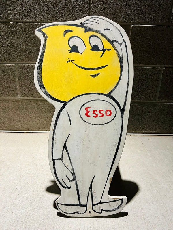 ESSO OIL MAN - Vintage Antique Style Painted Wood Sign