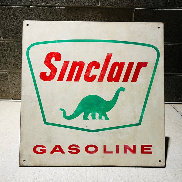 SINCLAIR OIL - 1950s - Vintage Antique Style Painted Wood Sign (24"x24")
