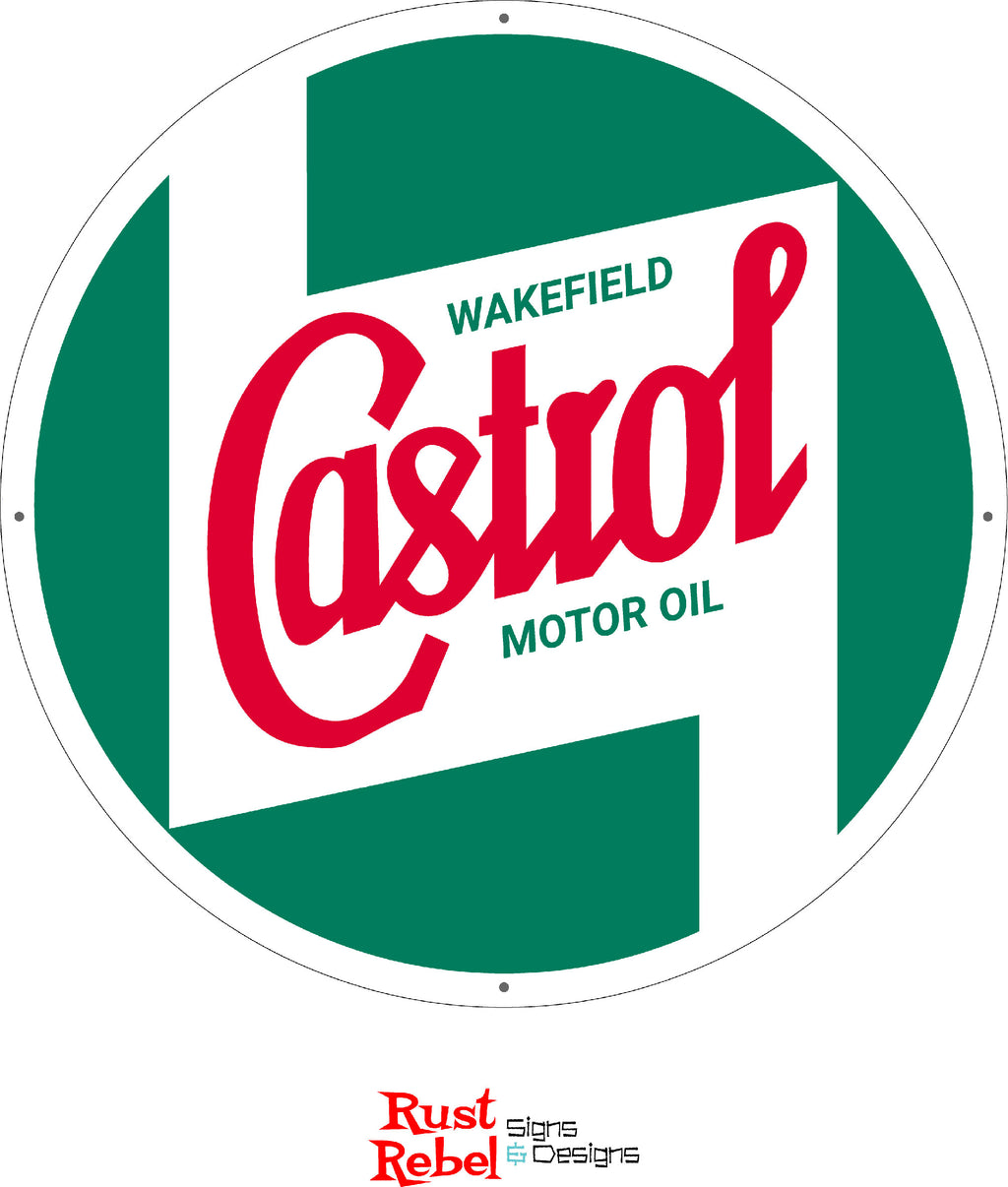 CASTROL MOTOR OIL - Vintage Antique Style Painted Wood Sign (24"x24")