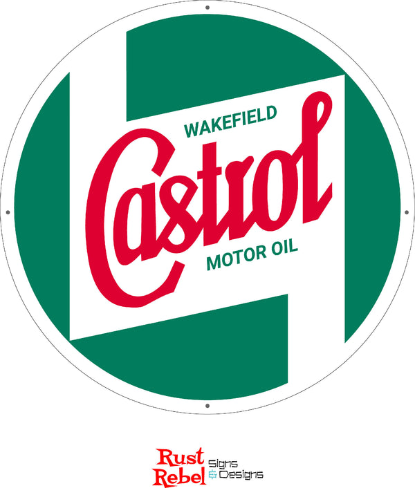 CASTROL MOTOR OIL - Vintage Antique Style Painted Wood Sign (24"x24")