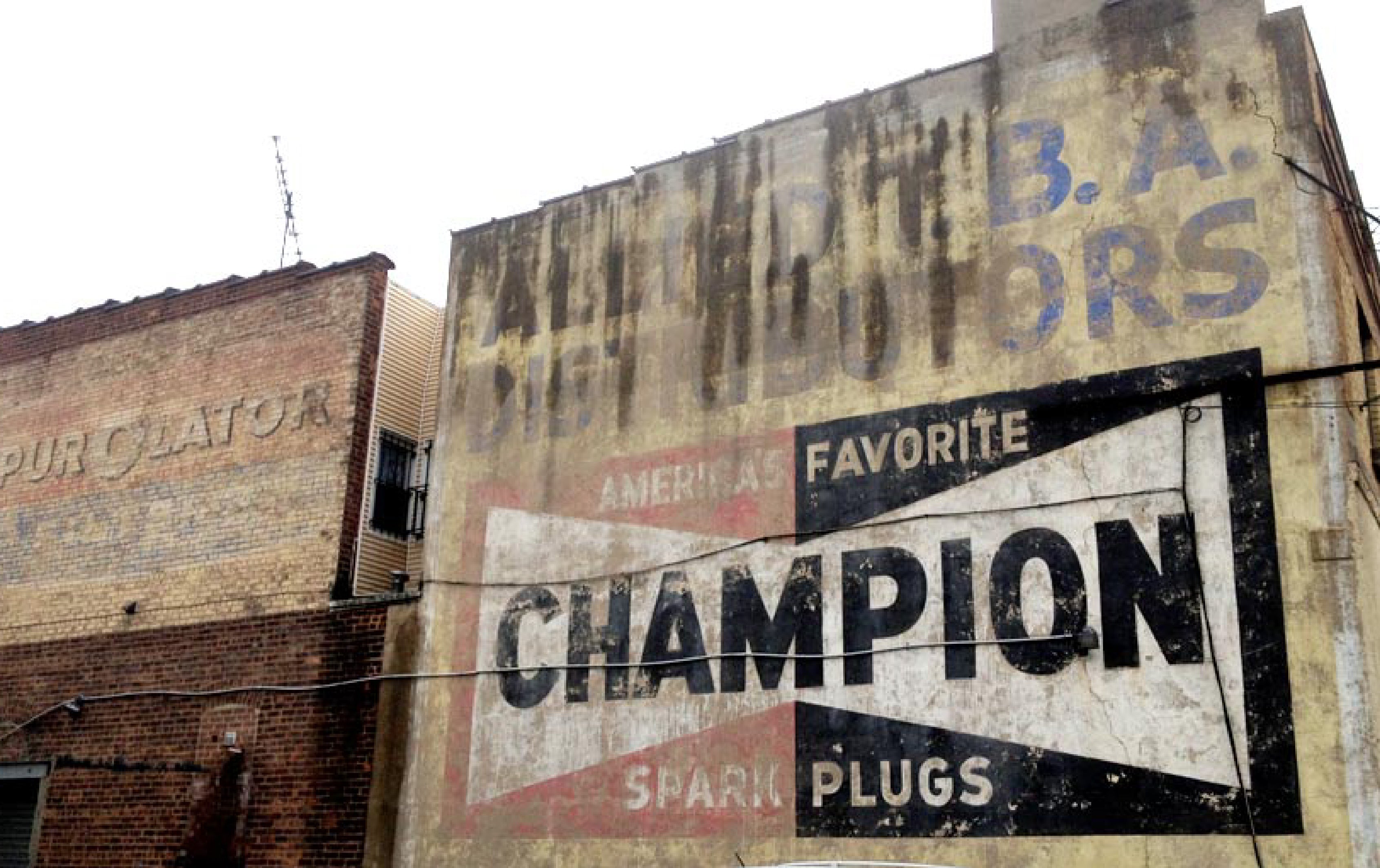 CHAMPION SPARK PLUGS - Vintage Antique Style Painted Wood Sign (18"x36")