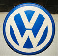 Volkswagen logo on vintage wood sign